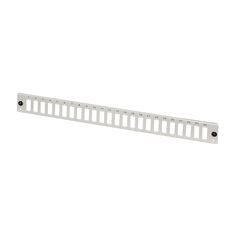 Front panel 24 x SC-Duplex or LC-Quad for fiber optic patch panel, light grey