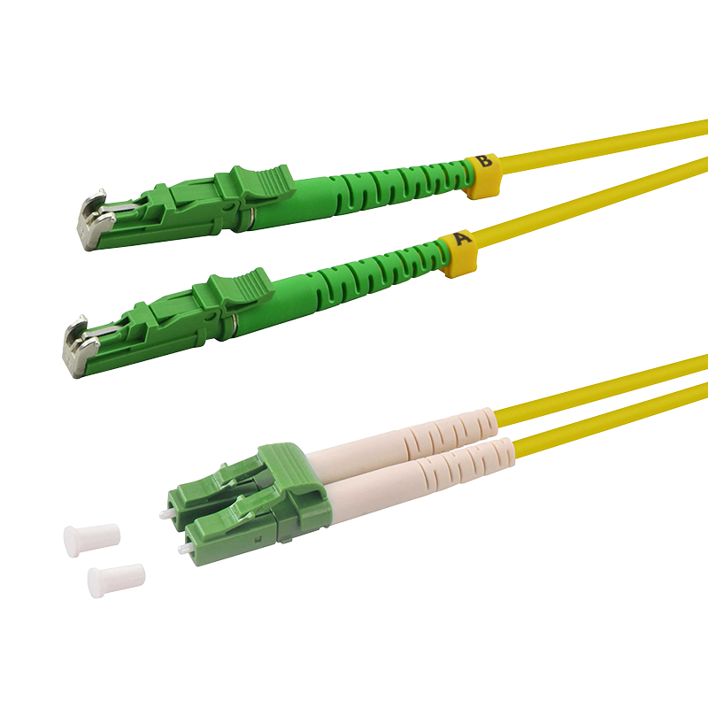 Światłowodowy kabel krosowy duplex, OS2, 9/125μ, LSH-LC, APC 8°, żółty, 2 m