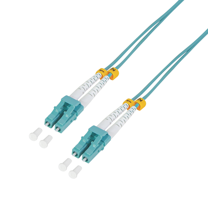 Światłowodowy patchcord duplex OM3, 50/125μ, LC-LC, turkusowy, 50 m