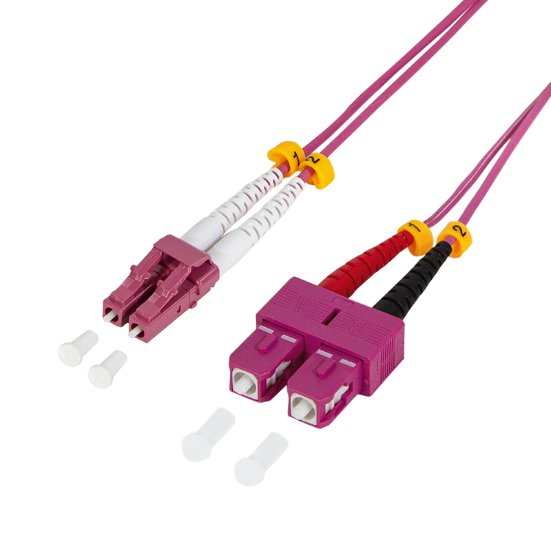 Fiber duplex patch cable, OM4, 50/125µ, LC-SC, erika violet, 7.5 m