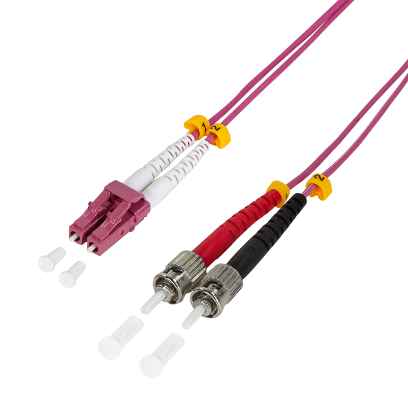 Fiber duplex patch cable, OM4, 50/125µ, LC-ST, erika violet, 3 m