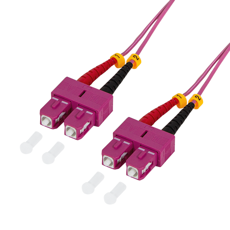 Fiber duplex patch cable, OM4, 50/125µ, SC-SC, erika violet, 5 m
