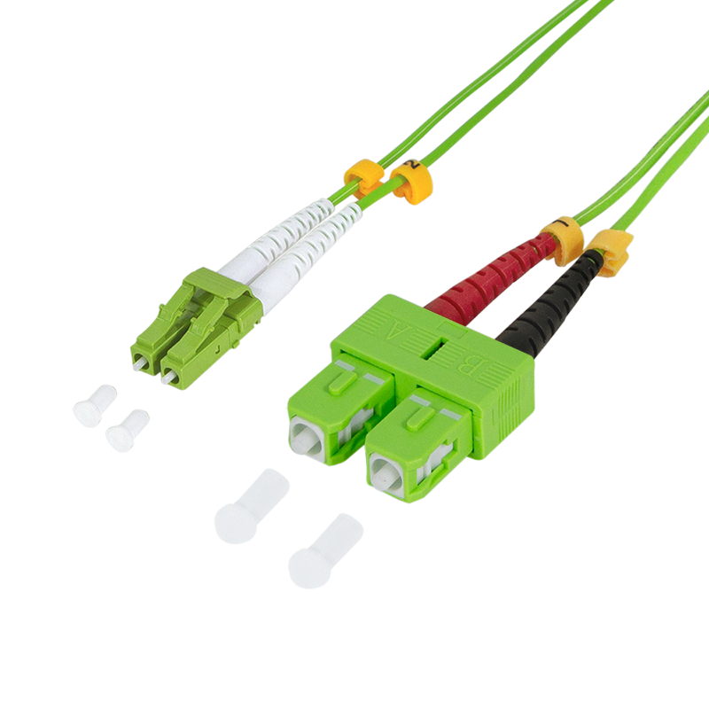 Fiber duplex patch cable, OM5, 50/125µ, LC-SC, lime green, 15 m