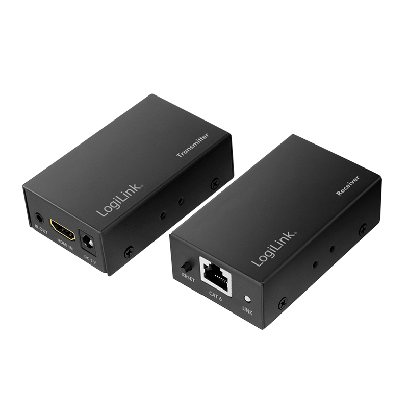 HDMI extender set over LAN, 60 m, 1080p/60 Hz, POC, IR