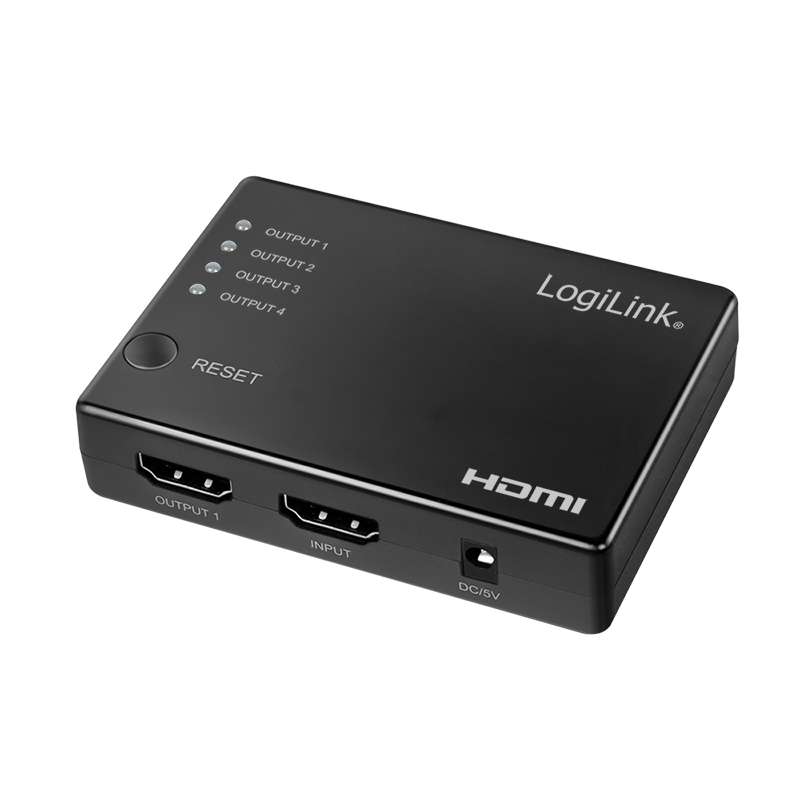 Smukły rozdzielacz HDMI, 1x4 porty, 4K/30 Hz, HDCP, CEC