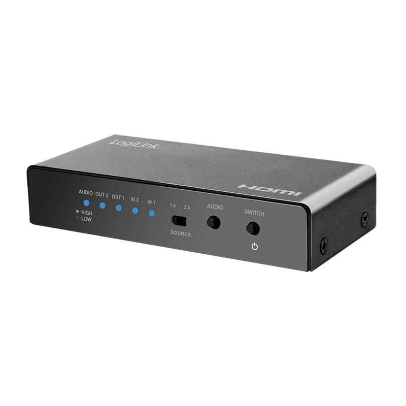 HDMI switch, 2x2-Port, 4K/60 Hz, EDID, HDCP, HDR, downscaler