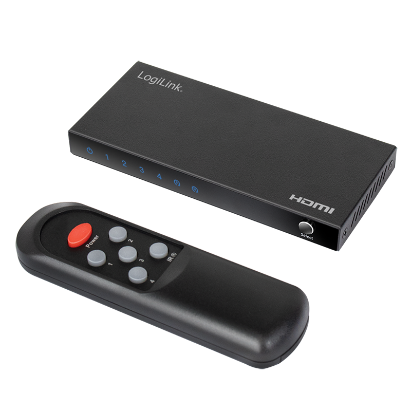 HDMI switch, 4x1-Port, 4K/60 Hz, HDCP, HDR, CEC, RC