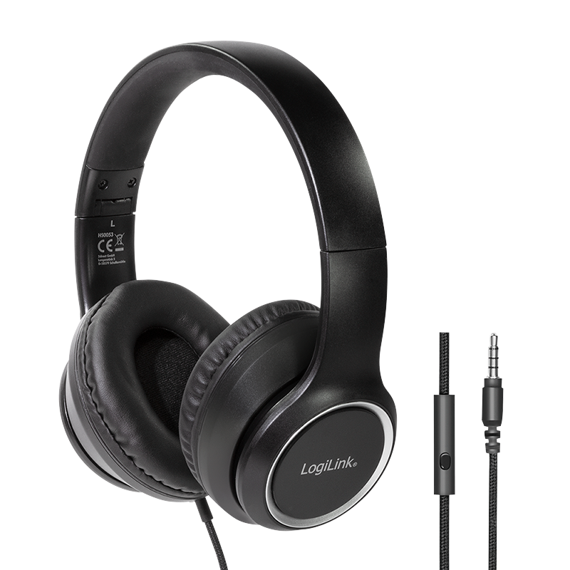 Stereo headset, 1x 3.5 mm headphone jack, high quality, black