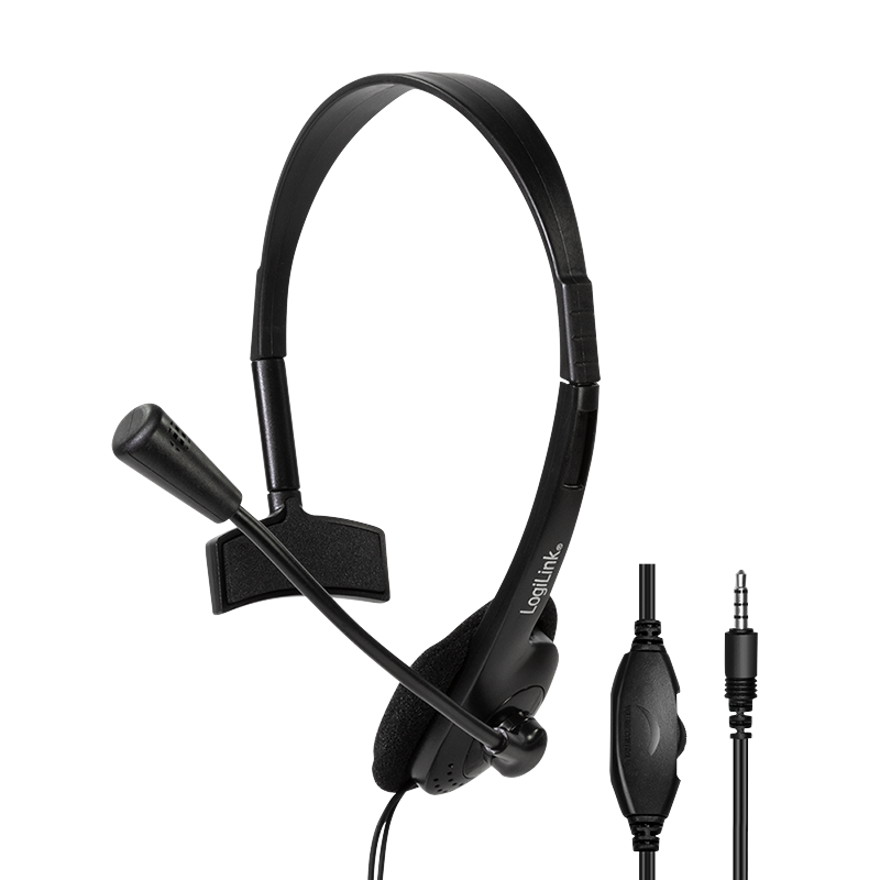 Zestaw słuchawkowy mono, 1x jack 3.5 mm, mikrofon na pałąku, opakowanie ekologiczne