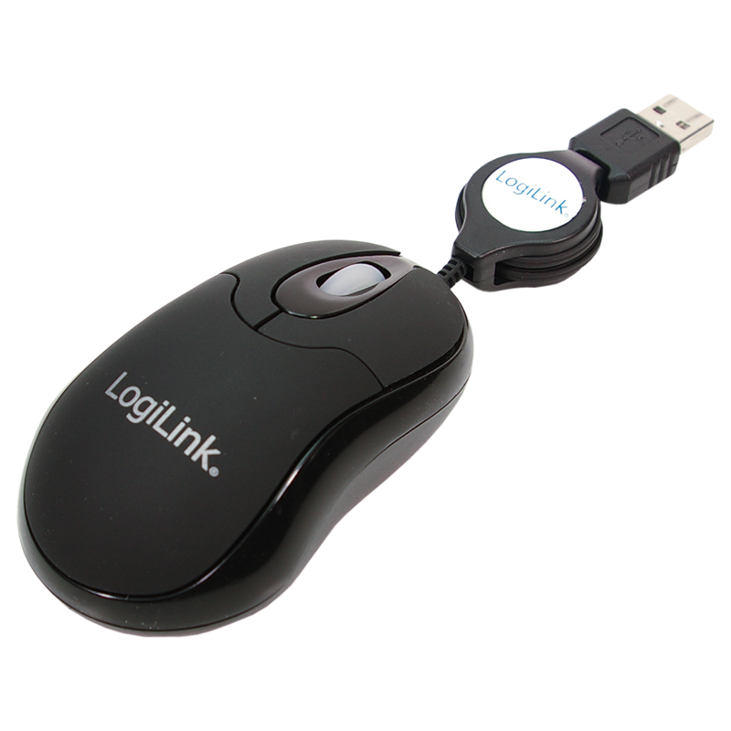 Mouse optical USB Mini with retractable cable