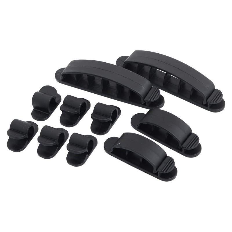 Cable organizer set, 10 pcs., black, self-adhesive