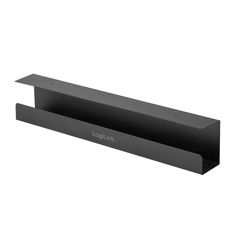 Cable tray organizer, Under-Desk mounting, screw fixing, metal, black