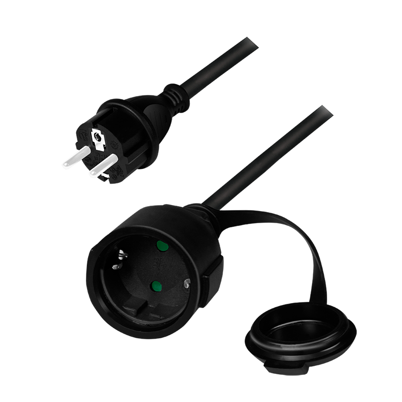 Power cord, CEE 7/7 to (CEE 7/3), black, 5 m
