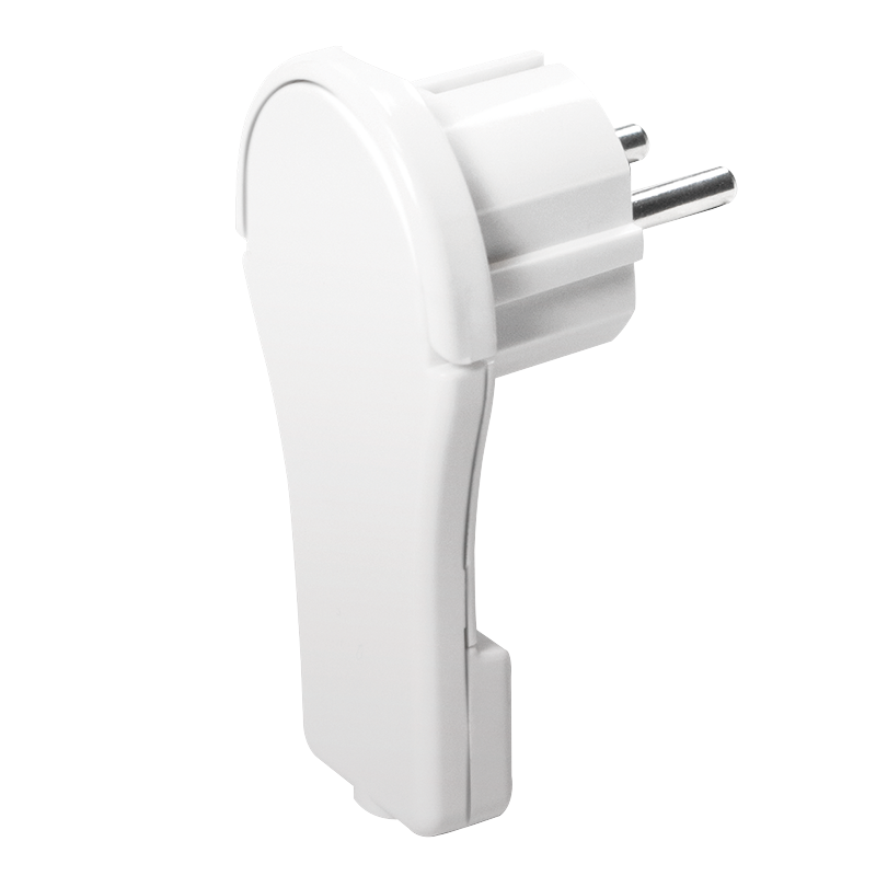 Power plug for self assembling, CEE 7/7 (90°), flat, white