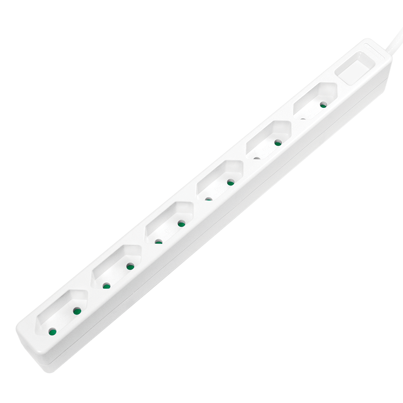 Socket outlet 6-way, 6x CEE 7/3, slim, 1.5 m, white