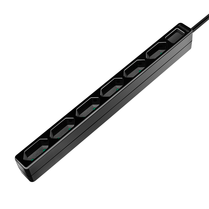 Socket outlet 6-way, 6x CEE 7/3, slim, 1.5 m, black