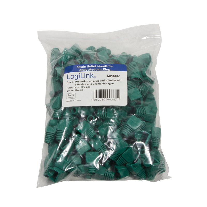 Osłony odciążające wtyków RJ45, 5.8 mm, zielone, 100 szt.