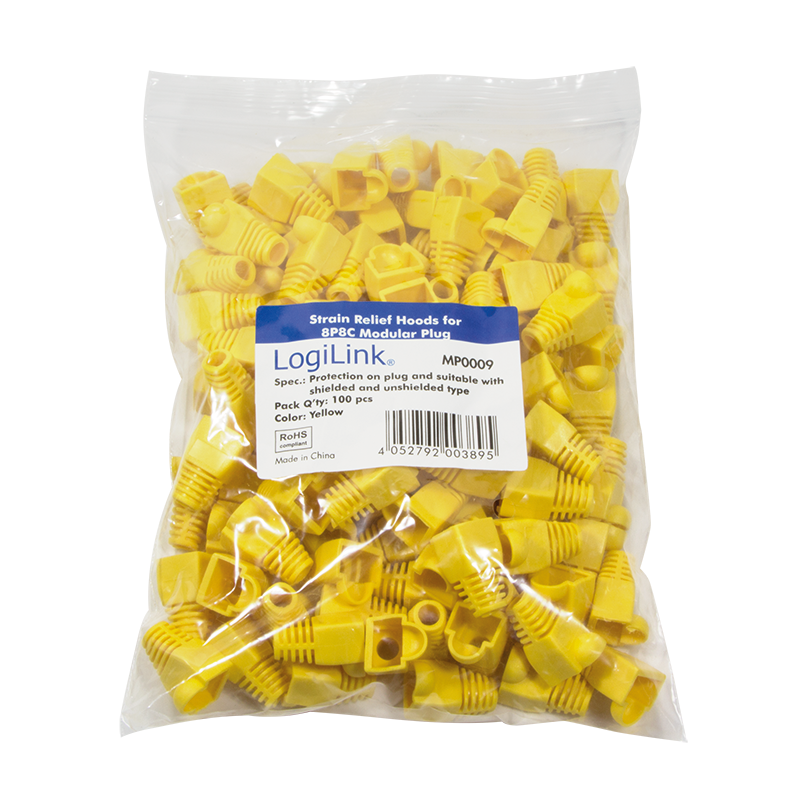 Osłony odciążające wtyków RJ45, 5.8 mm, żółte, 100 szt.