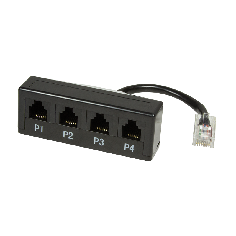 Passive splitter for telephones, RJ45 to 4 x RJ11