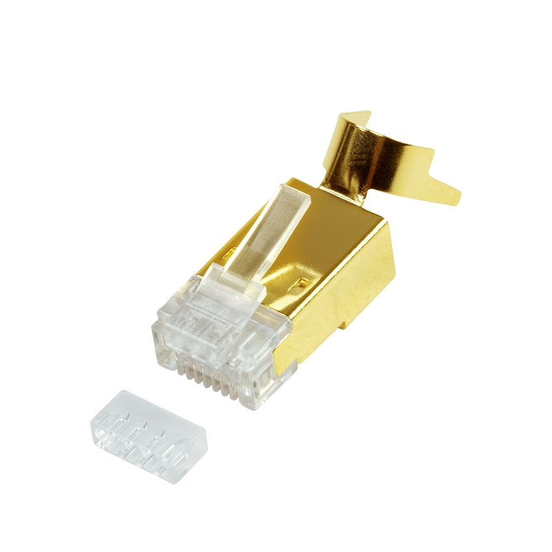 RJ45 modular plug, Cat.8.1/Cat.6A, shielded, gold-plated, 10 pcs.