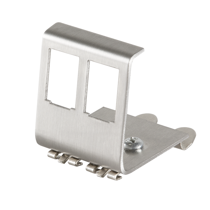 DIN rail holder for two keystone modules, stainless steel — 1