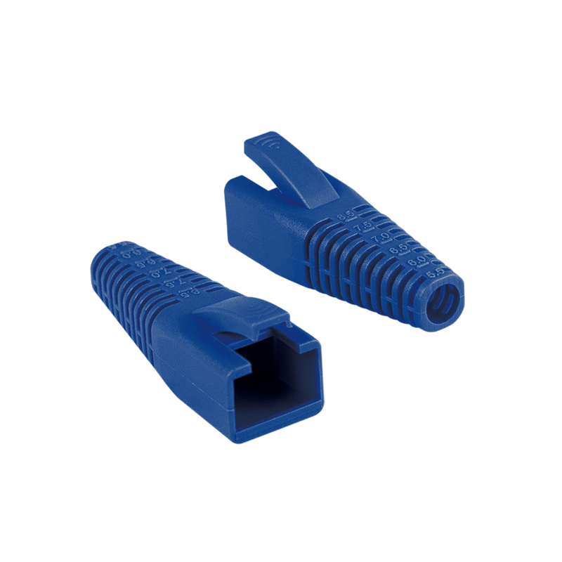 Osłona odciążająca wtyku RJ45, do przycinania, 5.5–8.5 mm, niebieska, 50 szt.