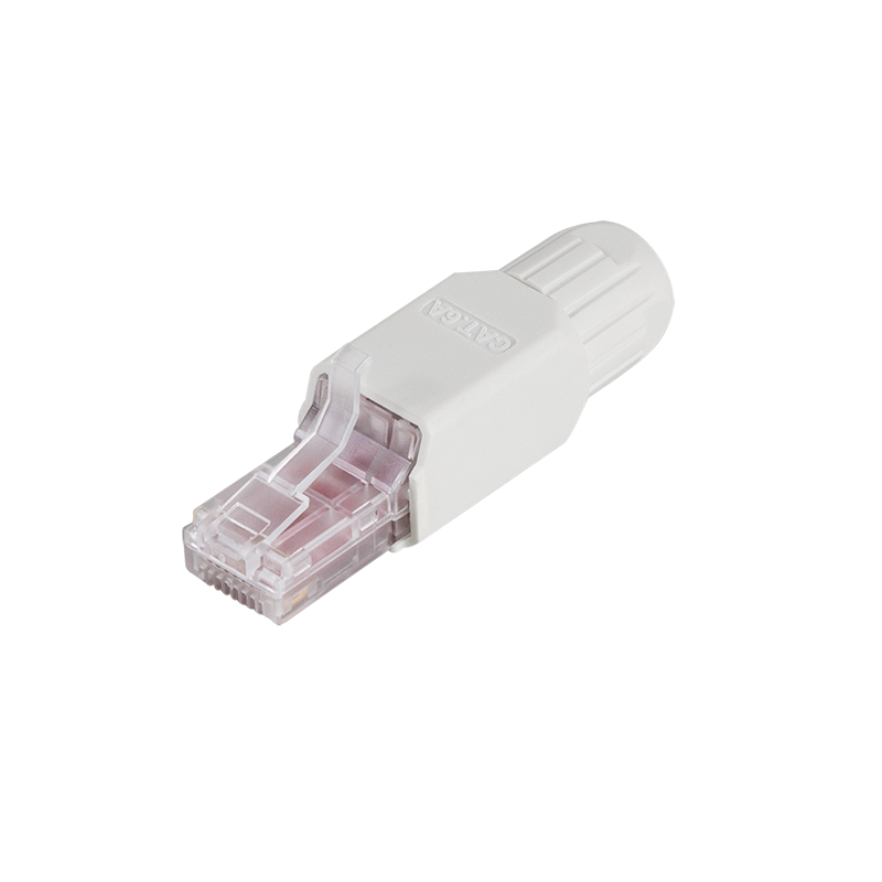 Field assembly Cat.6A RJ45 plug, toolless termination