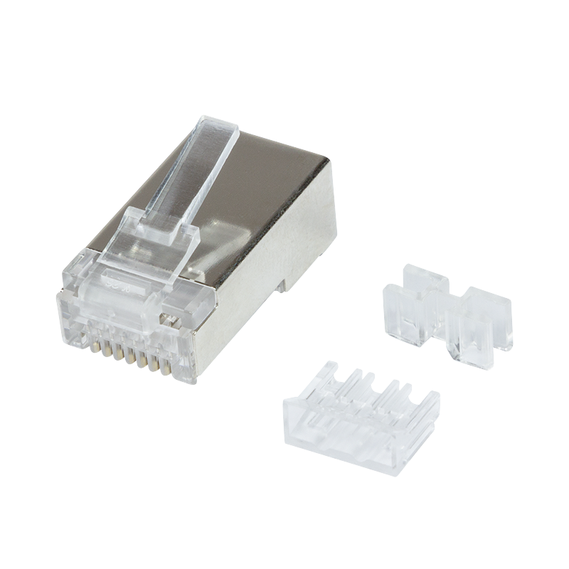 RJ45 modular plug Cat.6A shielded, with guide plate, 50 pcs., for solid and stranded wires