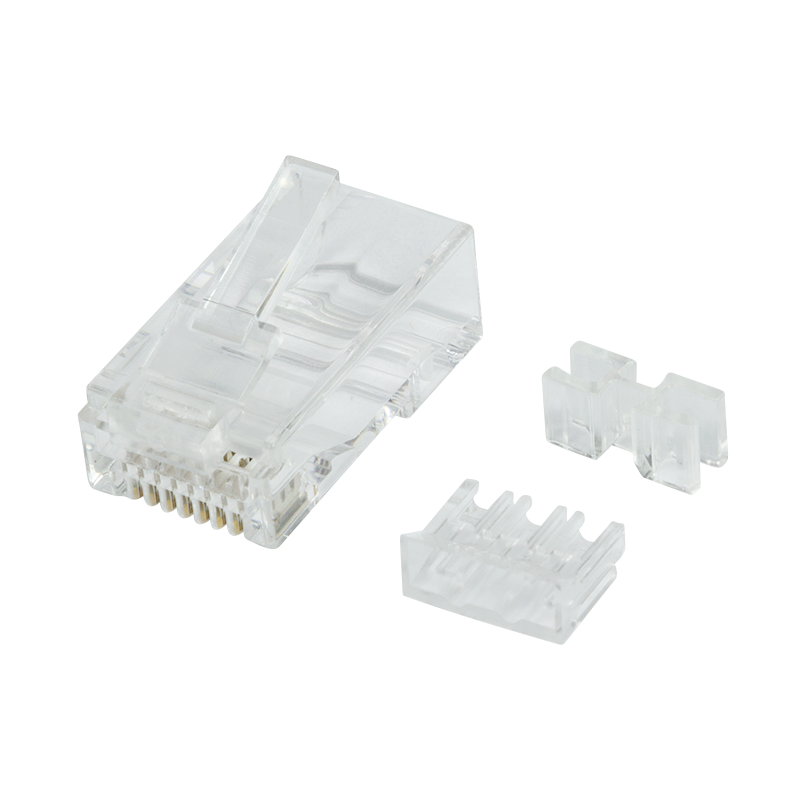 RJ45 modular plug Cat.6A UTP for solid and stranded wires, with guide plate, 50 pcs.