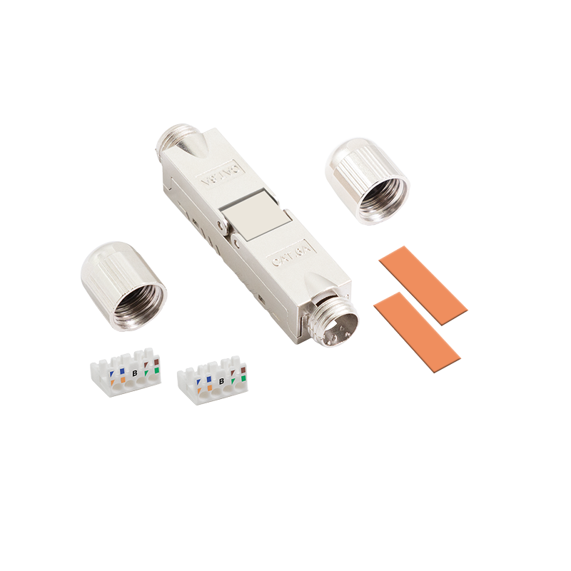 Field assembly Cat.6A cable connector, shielded, screw type strain relief