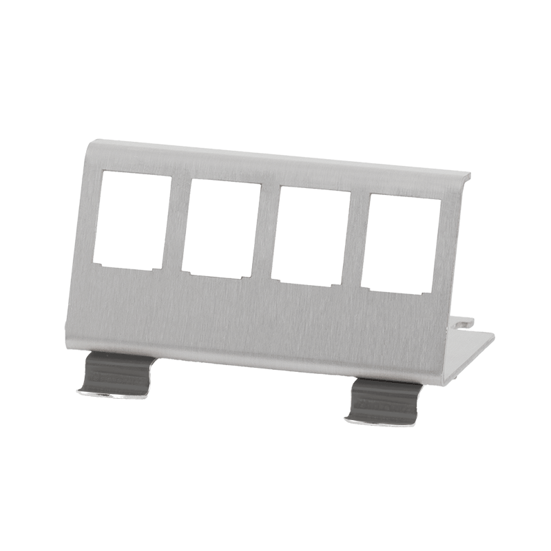 DIN rail holder for 4 keystone modules, stainless steel