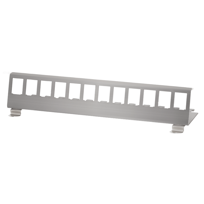 DIN rail holder for 12 keystone modules, stainless steel
