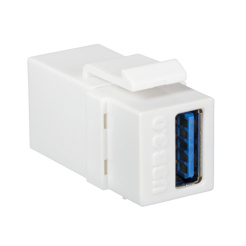 Łącznik USB 3.0 Keystone, A/gniazdo – USB-A/gniazdo, biały