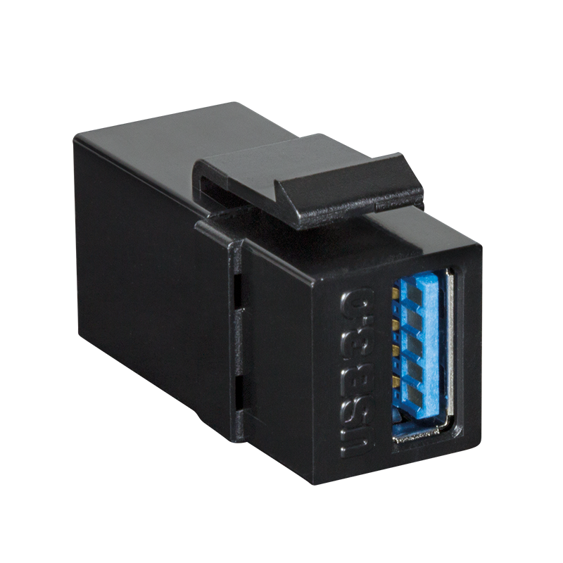 Łącznik USB 3.0 Keystone, A/gniazdo – USB-A/gniazdo, czarny