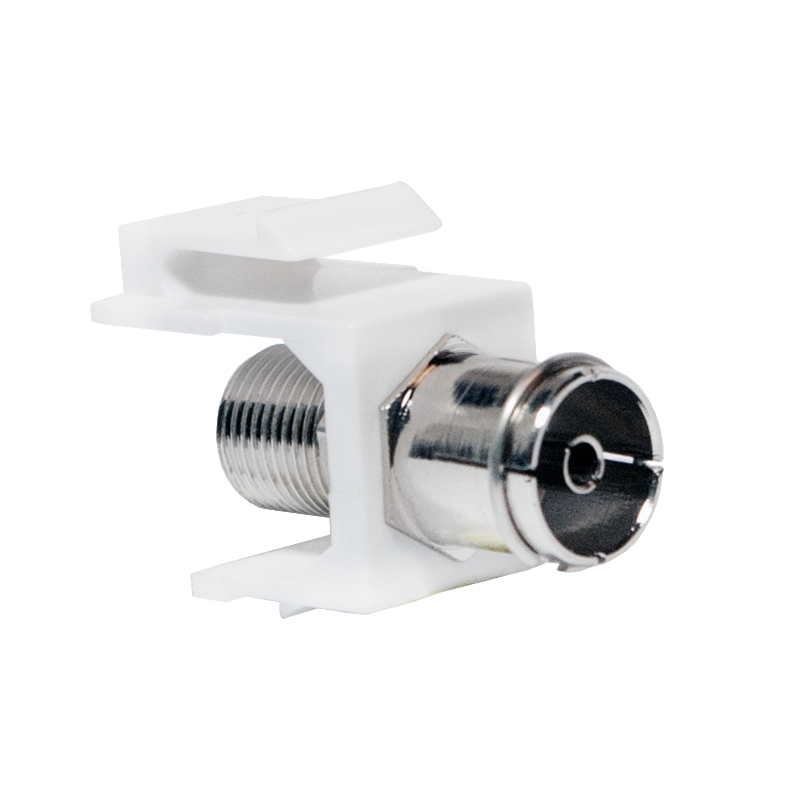 TV/SAT keystone coupler, IEC/F to F-Type/F, 75 Ohm, white