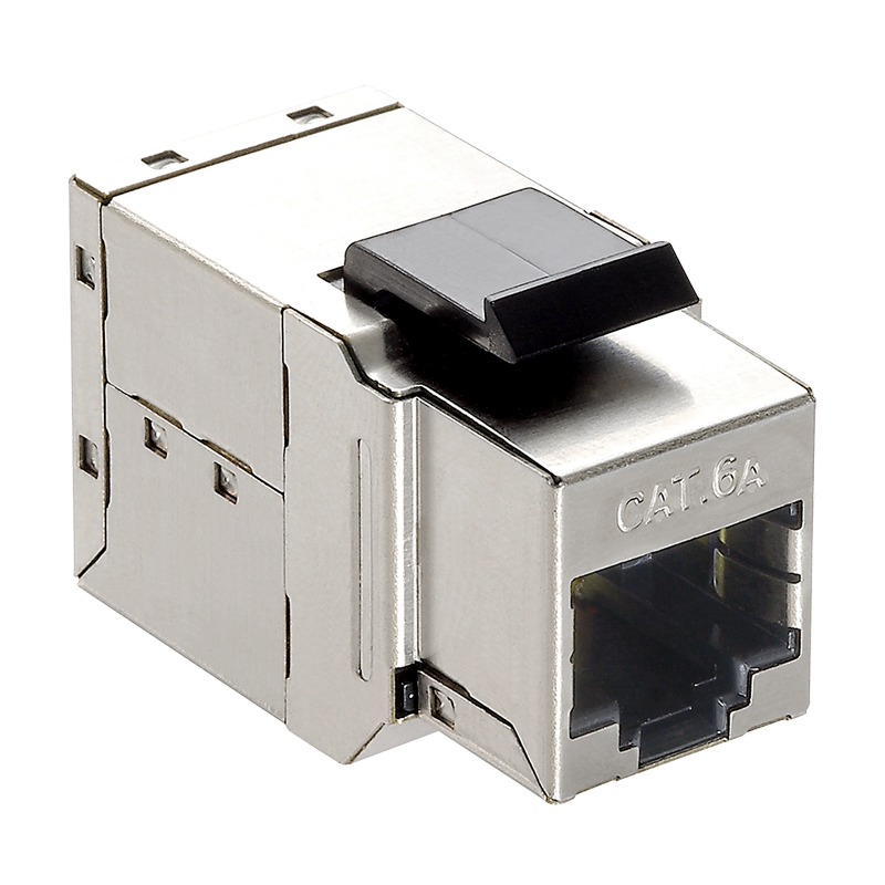 Cat.6A inline keystone coupler, shielded, metal housing, 17.2 mm wide — 1