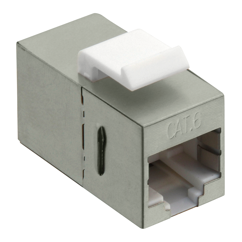 Cat.6 Keystone Inline Coupler STP, 14.6 mm width, metal housing