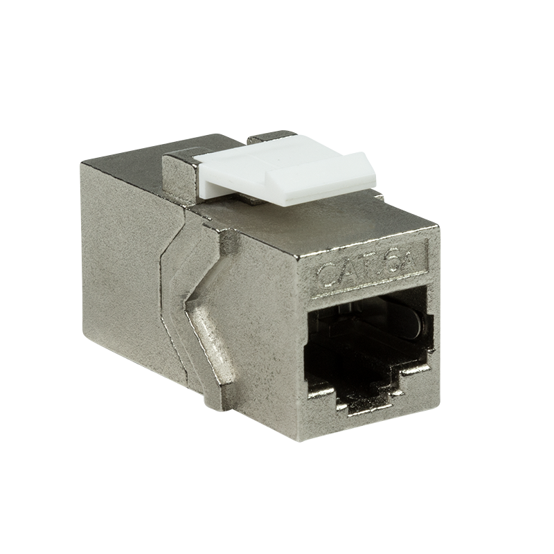 Cat.6A inline keystone coupler, shielded, economy type, 17.3 mm wide