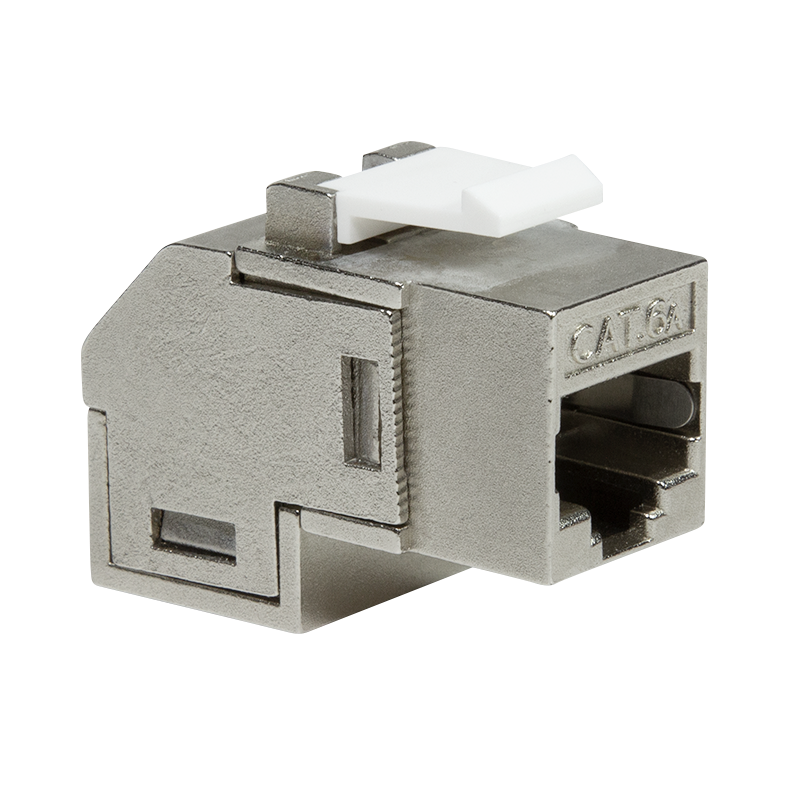 Cat.6A Keystone Inline Coupler STP, 90° angled, metal housing