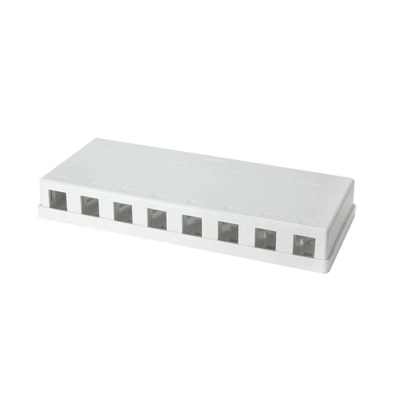 Empty box for 8 keystone modules, surface mount, white — 1