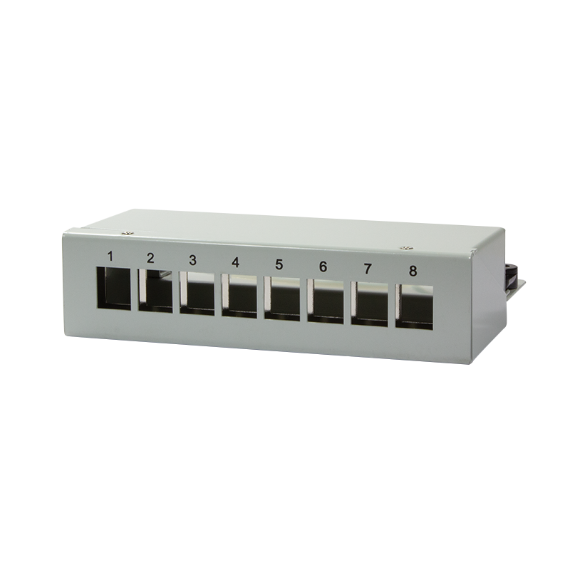 Desktop keystone panel for 8 keystone modules, shielded