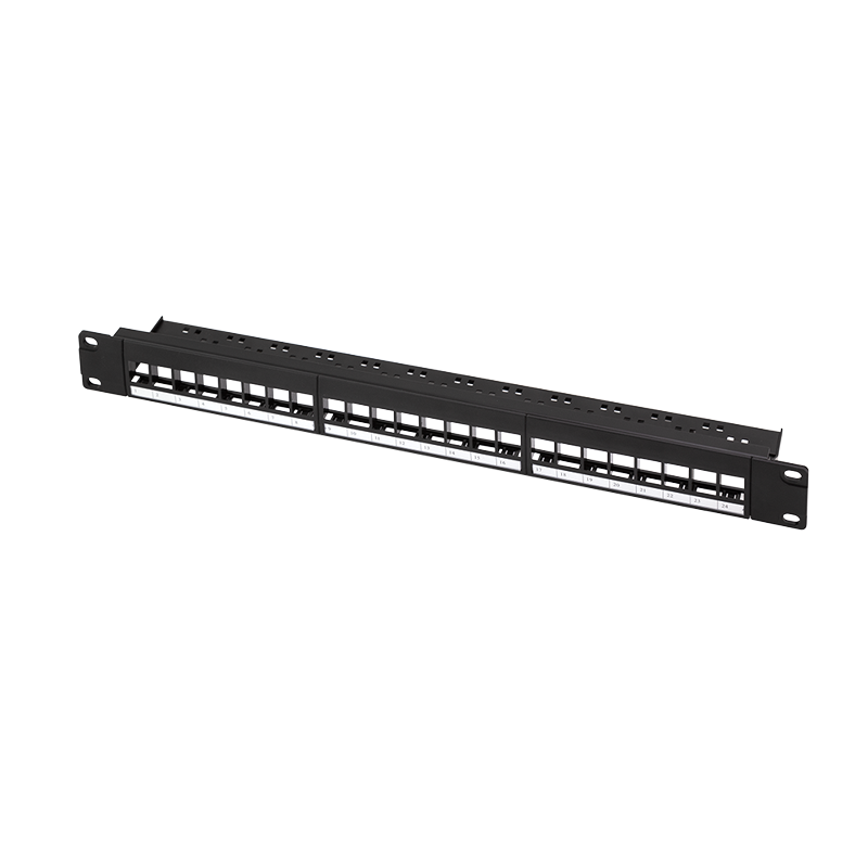 19" patch panel for 24 keystone jacks, 1U, unloaded, black