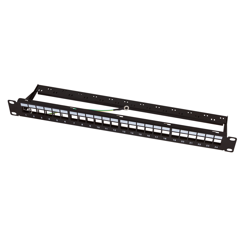 Keystone Panel 1U, 24 ports, shielded, economy type, black