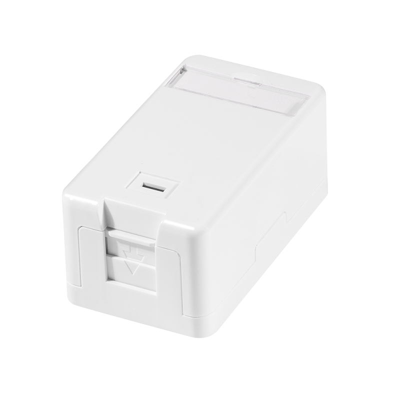 Surface mount box for 1 keystone jack, with shutter