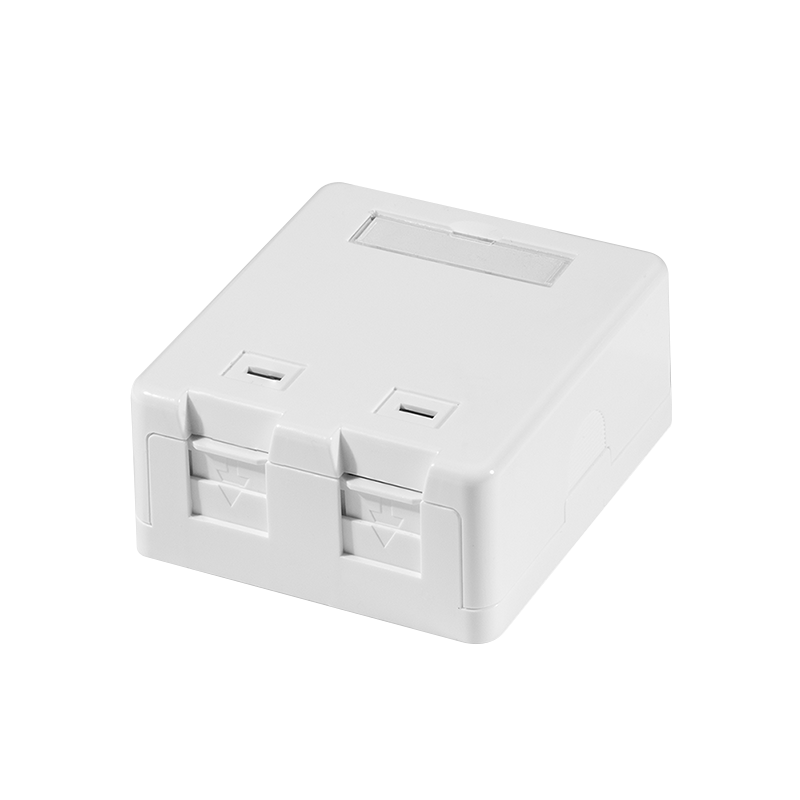 Keystone surface mount box 2-port, with shutter, white