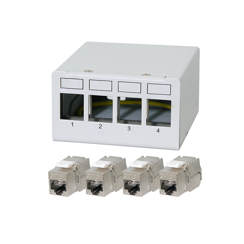 Patch panel 4 port with 4 Cat.6A Keystone modules