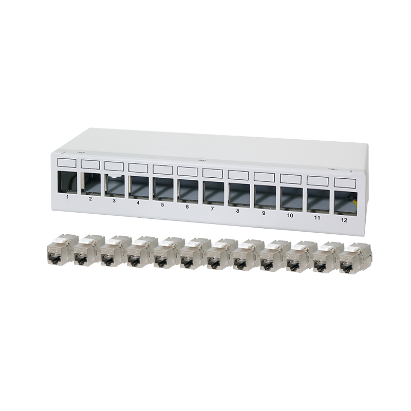 Patch panel 12 port with 12 Cat.6A Keystone modules