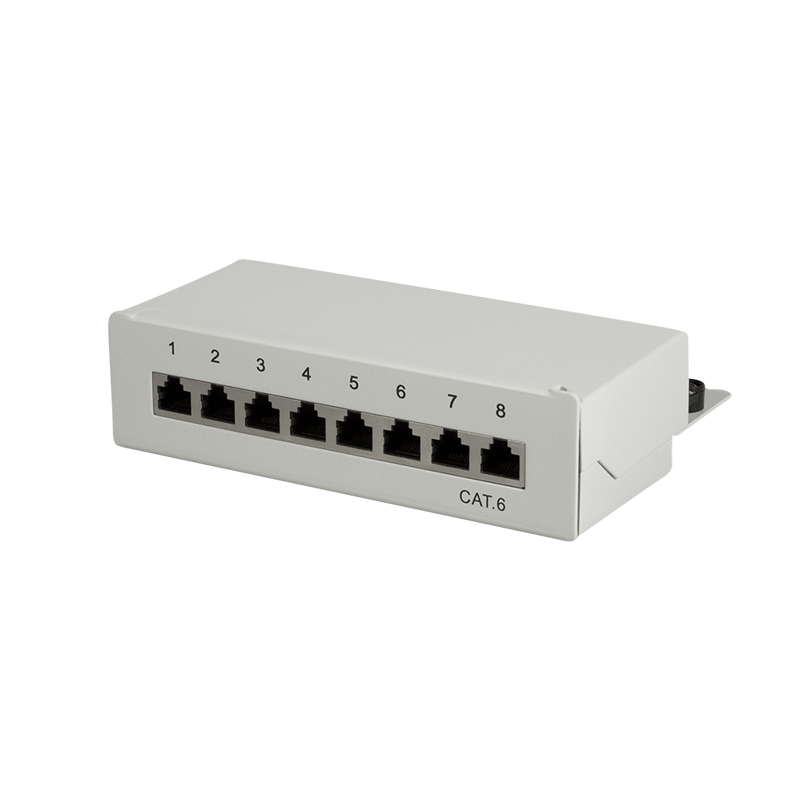 Cat.6 Patch Panel 8 ports shielded, desktop, light grey — 1