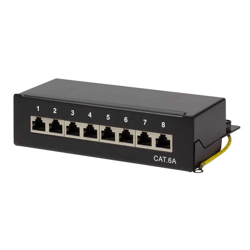 Cat.6A Patch Panel 8 ports shielded, Desktop, black