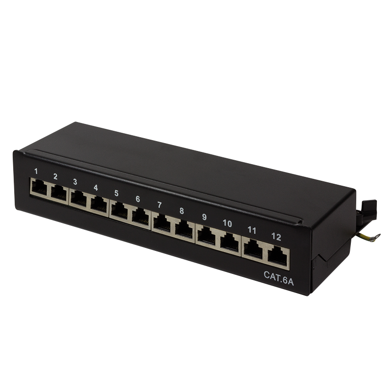 Cat.6A Patch Panel 12 ports shielded, Desktop, black